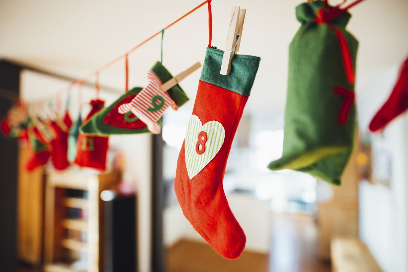 Christmas stocking marked with a number